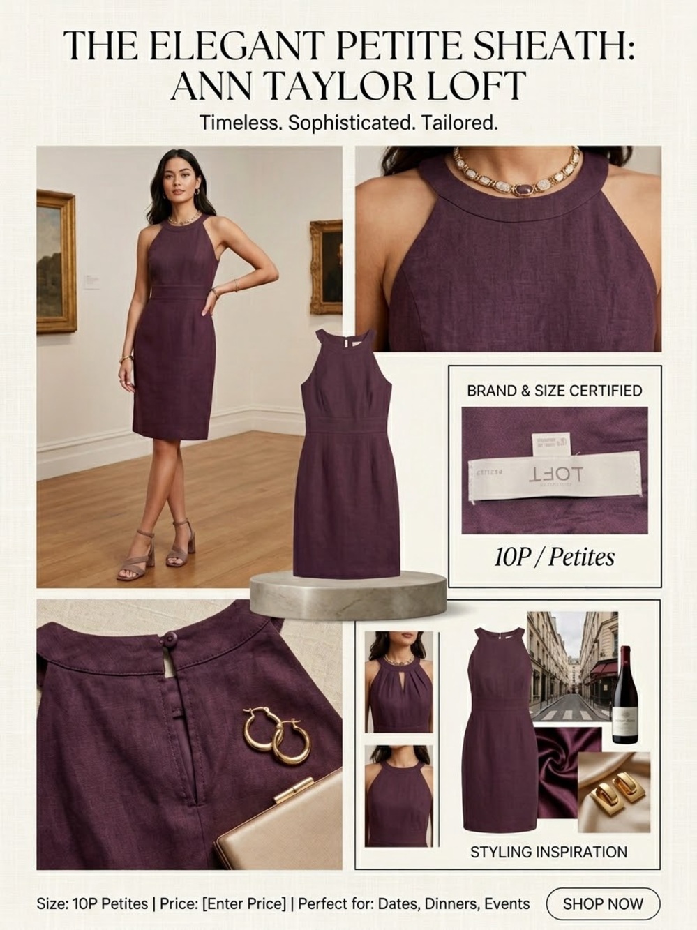 LOFT Petite Sheath Dress - Deep Plum
